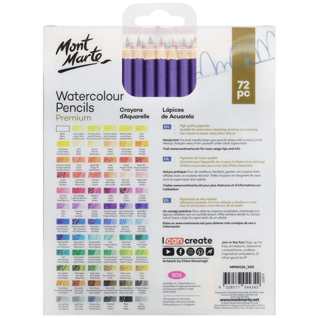 Mont Marte Watercolour Pencils Premium 72Pc