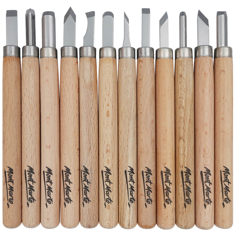 Mont Marte Wood Carving Set Premium 12Pc