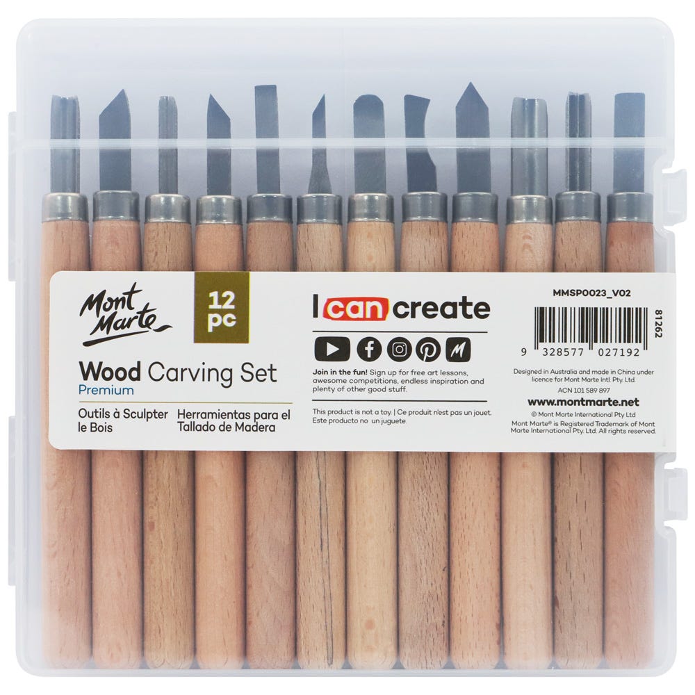 Mont Marte Wood Carving Set Premium 12Pc