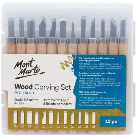 Mont Marte Wood Carving Set Premium 12Pc