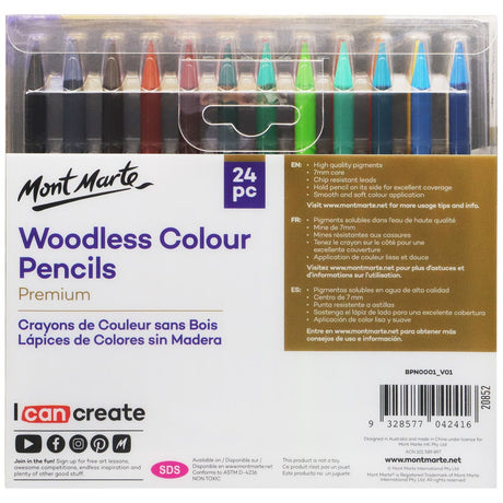 Mont Marte Woodless Colour Pencils Premium 24Pc