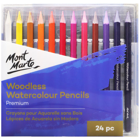 Mont Marte Woodless Watercolour Pencils Premium 24Pc