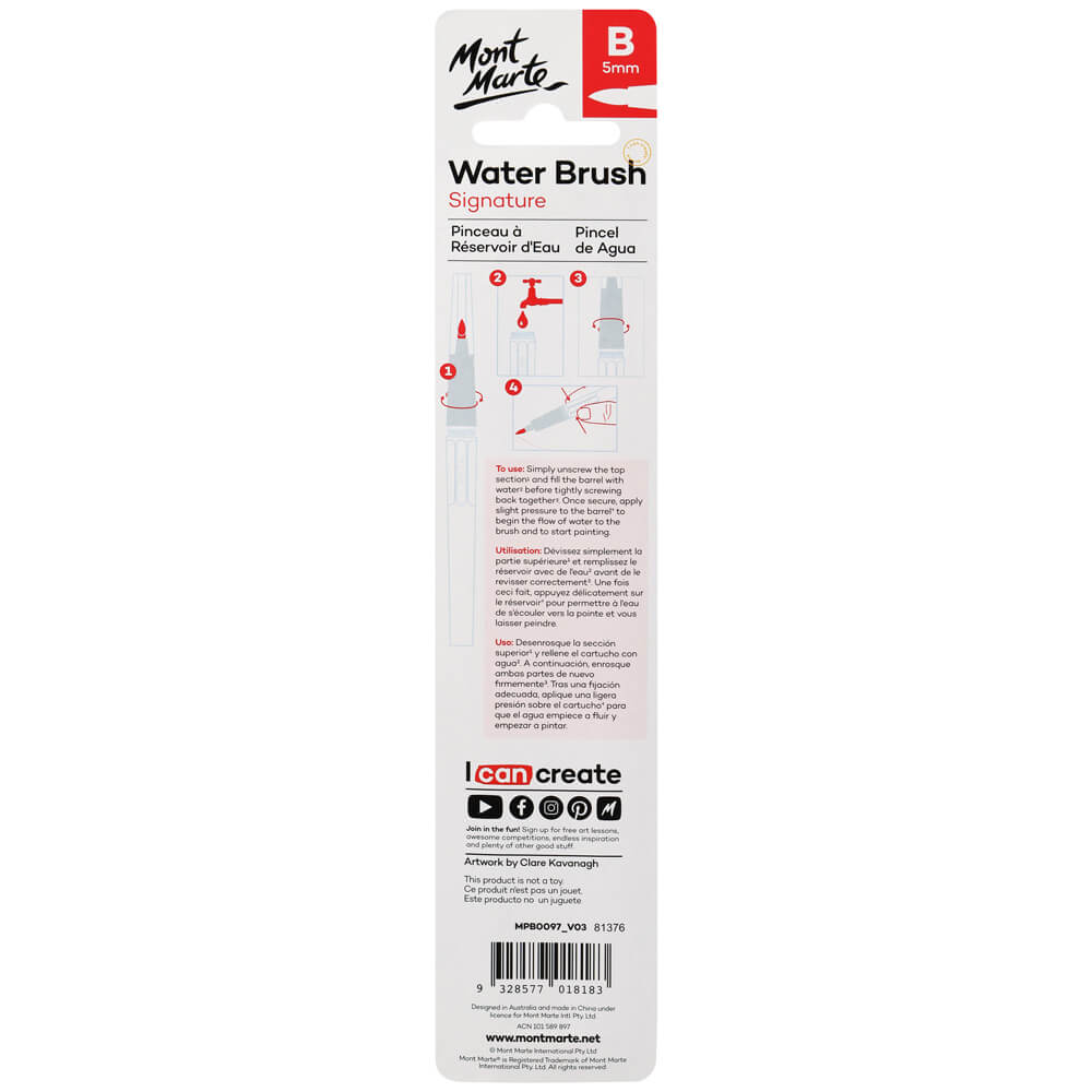 Mont Marte Water Brush Round Broad Tip Signature 5Mm 0 2In